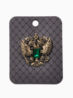 Брошь «Герб Российской Федерации», цвет зелёный в чернёном золоте