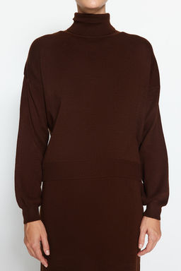 Kahverengi Bal?kc? Yaka Etekli Triko Alt-Ust Tak?m TWOAW24AU00035 - Trendyolmilla фото 5