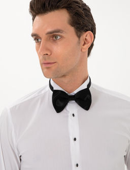 Beyaz Slim Fit Pamuk Kar___ml_ Man_etli Smokin G_mlek