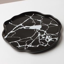Тарелка плоская керамическая Черный мрамор, d=27 см - Дорого внимание фото 4