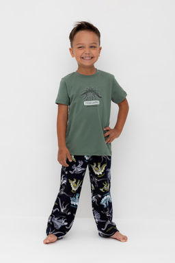 К 1599/зеленый мох,цветные динозавры пижама дет