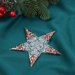 Цена за 2 шт. Ёлочная игрушка Зимнее волшебство. Звезда сияние кончики блеск, 1212 см, прозрачно-розовый  фото 4