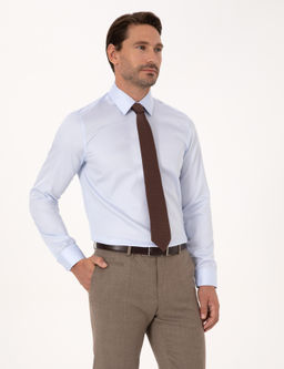 A__k Mavi Slim Fit %100 Pamuk Non Iron Kolay _t_lenebilir Klasik G_mlek - Cacharel фото 3