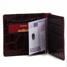 Зажим для купюр Premier-М-52 натуральная кожа (4 карм), бордо крок крупный (14) 218735  фото 3