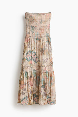 Vestido bandeau con cuerpo nido de abeja