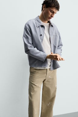 SOBRECAMISA RELAXED FIT ALGOD?N - LINO / Azul - Zara фото 6