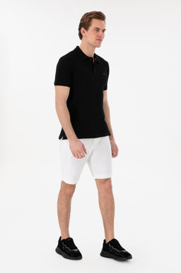 Футболка-поло Slim Fit черная из хлопка