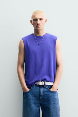 CAMISETA TANK PUNTO ALGOD?N / Azul el?ctrico - Zara фото 2