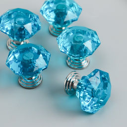 Цена за 5 шт. Ручка для шкатулки металл Кристалл сине-зелёный серебро 2,6х2,6х2,4 см