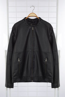 TRENDYOL MAN Siyah Regular Fit PU Suni Deri Biker Ceket Mont TMNAW25MO00003 - Trendyolmilla фото 6