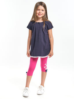 Комплект для девочки детский сад с лосинами UD 1358/4003 т.синий/малиновый - Mini maxi фото 4