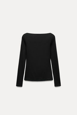 RIBBED LONG SLEEVE T-SHIRT - Zara фото 5
