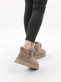 04-PAYH31-3Z KHAKI Угги женские (натуральная замша, 100% шерсть, натуральный мех)