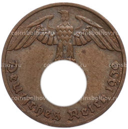 Монета 1 рейхспфенниг 1939 года F Германия