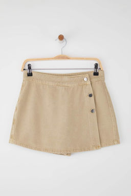 Trendyolmilla Bej Kruvaze Yuksek Bel Denim Sort Etek TWOSS25SR00206  фото 6