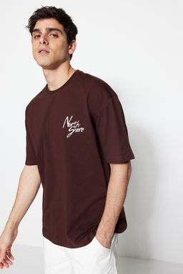 TRENDYOL MAN Bordo Oversize/Genis Kesim Bask?l? %100 Pamuklu T-Shirt TMNSS20TS1099 - Trendyolmilla фото 16