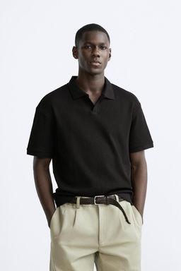 TEXTURED POLO SHIRT WITH RIBBED TRIMS - Zara фото 2
