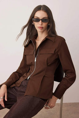 Koyu Kahverengi Fermuar Detayl? Gomlek TWOAW26GO00044