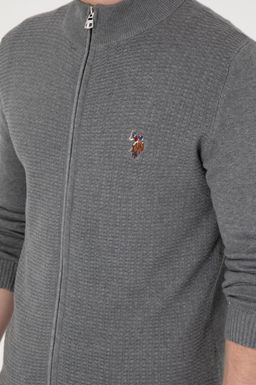 Мужской серый меланжевый базовый трикотажный кардиган Неожиданная скидка в корзине - U.s. polo assn фото 14