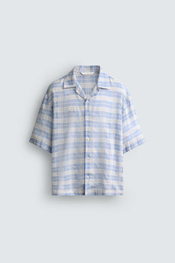 CAMISA JACQUARD CUADROS / Azul / Blanco - Zara фото 8
