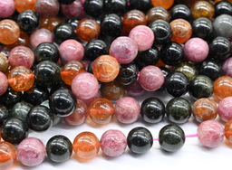 Бусины из турмалина шарик 9мм, 38см, 43 бусины Радуга камня