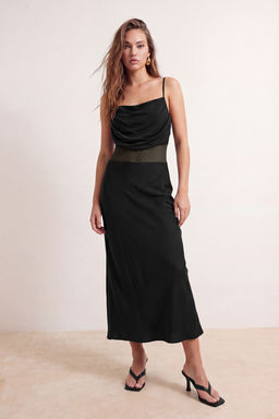 Kahverengi Duz Dokuma Sandy Maxi Abiye & Mezuniyet Elbisesi TPRSS26AE00197 - Trendyolmilla фото 5