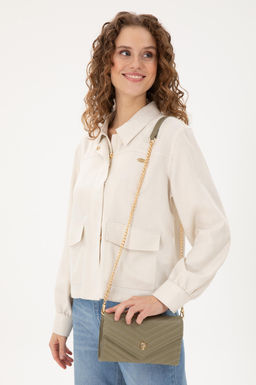 Женская сумка через плечо цвета хаки с ремешком-цепочкой Неожиданная скидка в корзине