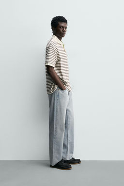 POLO REGULAR FIT JACQUARD RAYAS / Crudo / Marino - Zara фото 4