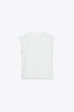 ZW COLLECTION LADDER STITCH SLEEVELESS BLOUSE - Zara фото 14