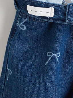 Kurdele Detayl? Wideleg K?z ?ocuk Jean Pantolon