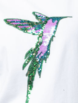 VILATTE / Футболка с большой вышивкой пайетками  фото 3