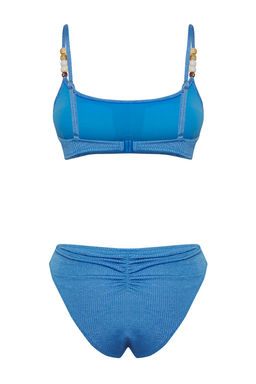 TRENDYOLMILLA Mavi Bralette Boncuk Aksesuarl? Dokulu Regular Bikini Tak?m? TBESS25BT00057  фото 11