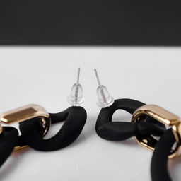 Серьги металл Цепь капля, 3 звена, цвет золотисто-чёрный - Queen fair фото 2