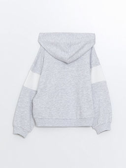 Kap??onlu Bask?l? Uzun Kollu K?z ?ocuk Fermuarl? Sweatshirt - Waikiki фото 3