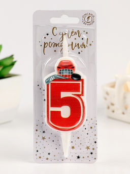 Цена за 2 шт. Свеча в торт «Хоккейная», цифра 5, красная
