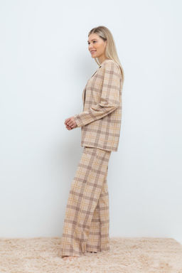 ЕП 20168/бежевый,текстильная клетка пижамы жен - Very neat фото 3