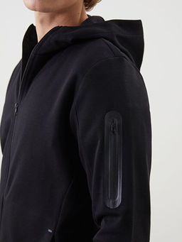 Kap??onlu Uzun Kollu Erkek Fermuarl? Sweatshirt