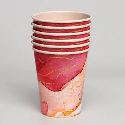 Набор бумажной посуды Розовый мрамор, 6 тарелок, 6 стаканов - Страна карнавалия фото 2