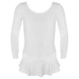 Купальник гимнастический Grace Dance, с юбкой, с длинным рукавом, р. 34, цвет белый  фото 7