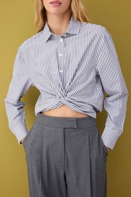 Antrasit-Cok Renkli Cizgili Dugum Detayl? Gomlek TWOAW26GO00085 - Trendyolmilla фото 3