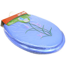 Сиденье для унитаза мягкое "Травушка" 42х36см, вышивка, кожзам, наполнитель поролон, синий (Китай)