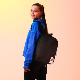 Рюкзак школьный текстильный «Утка», 38×14×27 см, чёрный