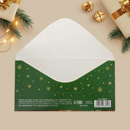 Цена за 10 шт. Конверт для денег «С Новым годом!», какао, 16.5×8 см