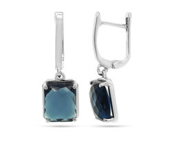 Серьги из серебра танзанит выращ., Куб