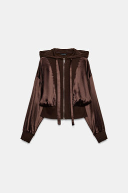 HOODED SATIN CONTRAST SHIRT - Zara фото 7