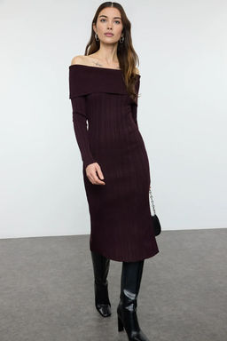 Murdum Midi Triko Basic Carmen Yaka Elbise TWOAW25EL00033