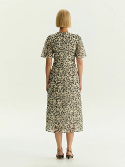 Платье Emka PL1722 миди шифон цветочный принт мультиколор  фото 7