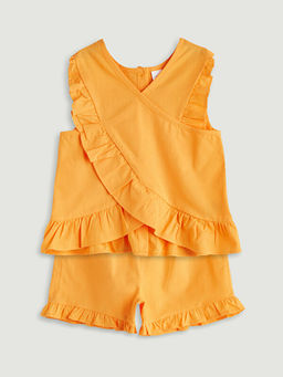 Bisiklet Yaka Basic K?z ?ocuk Bluz ve ?ort 2li