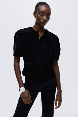 Blusa de velour con peplum - H&m фото 2