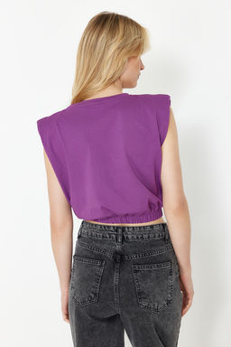 TRENDYOLMILLA Siyah %100 Pamuk Vatkal? Crop Bisiklet Yaka Orme T-Shirt TWOSS21TS0379 фото 32
